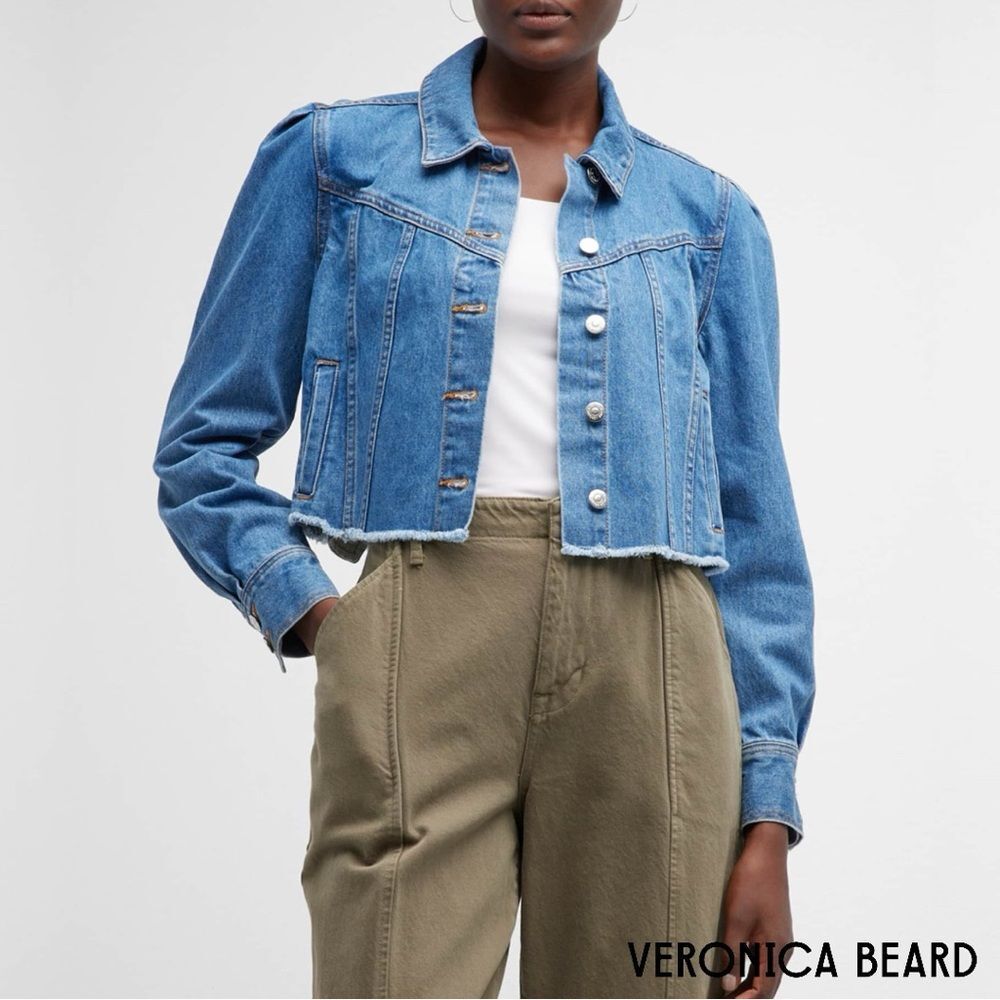 Veronica Beard Light Blue Cropped Jean Jacket